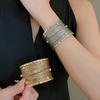 Exaggerated Heavy Industry Metal Feeling Diamond-encrusted Multi-layer Open Bracelet Arm Ring Personalized Jewelry