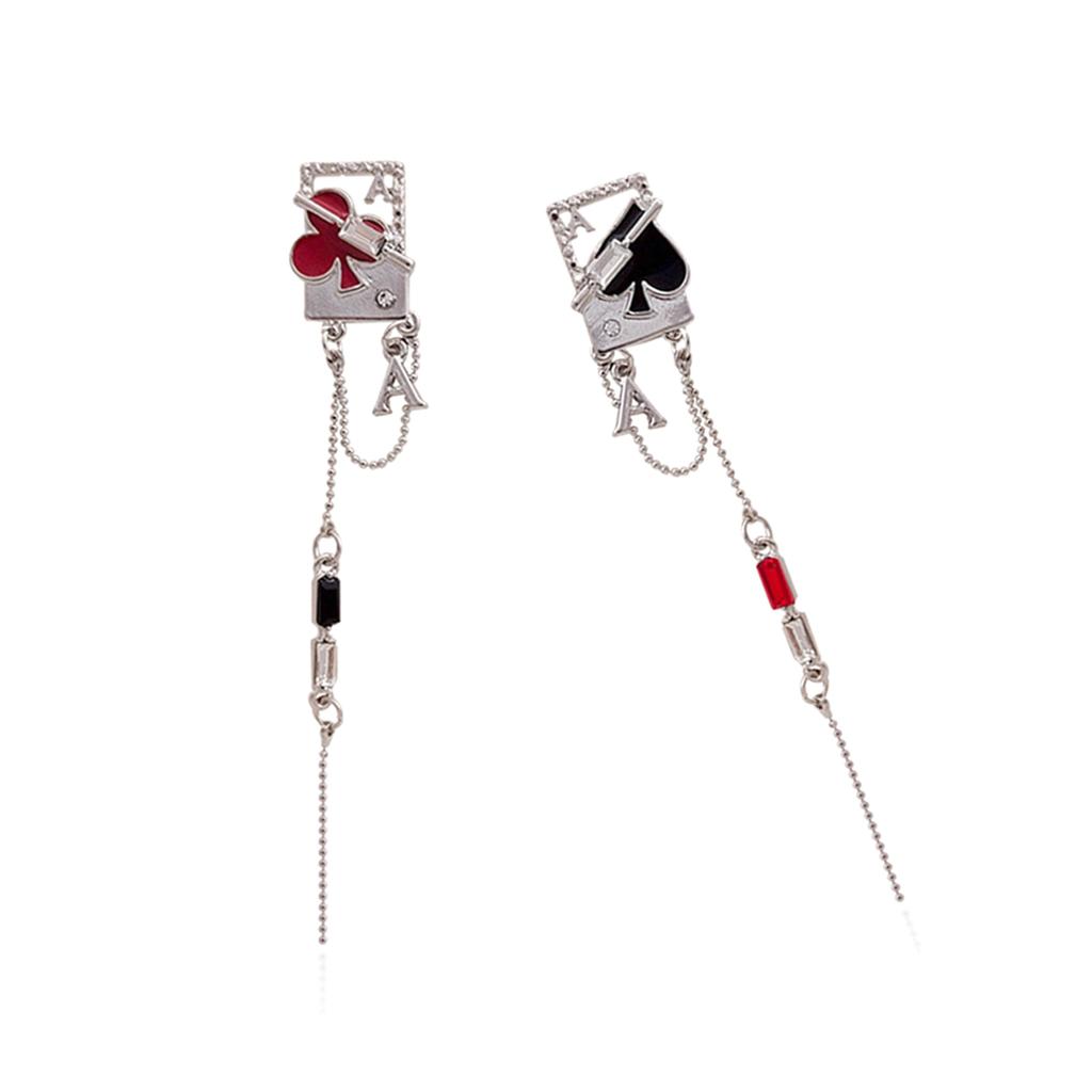 Sweet Korean Tassels Earrings for Women Playing Cards Dangle Drop Studs Ear Rings Sweet Temperament Earwear Accessories