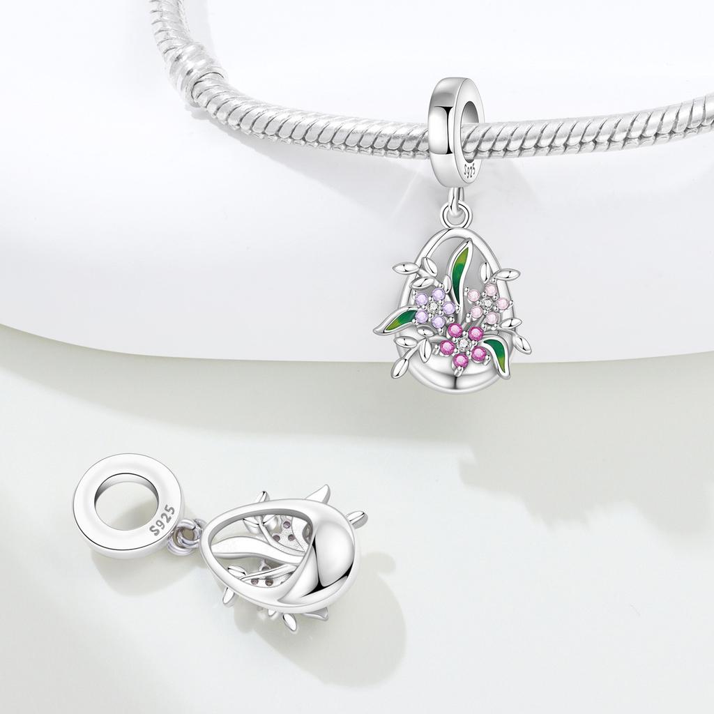 Copperrotatable Blue Flower Mermaid Tail Charms Beads Fit Original Bracelet Necklace Fine Jewelry Women Diy Gifts