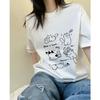 2025 Anime Cartoon Katze Aufdruck Damen Kurzarm T-Shirt Neuer Sommertrend Kreatives Mode Design Lässige Streetwear Kleidung