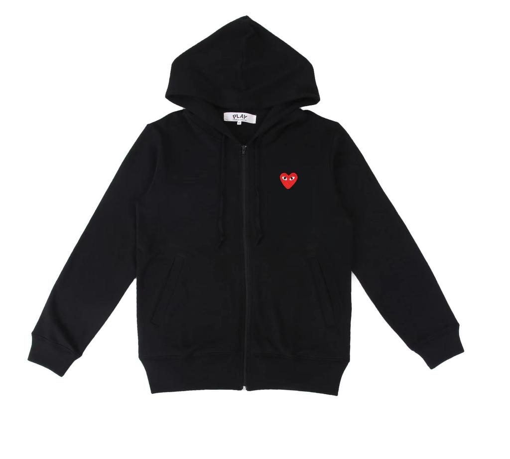 Chuan Jiu 2024 A/W Heart Hoodie: Unisex Stand Collar Zipper Pullover with Drawstring Hood
