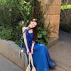 French Blue Suspender Dress Children's Summer New Seaside Vacation Photo Super Beautiful Beautiful Long Dress