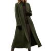 Women Trench Coat Winter Casual Belted Midi With Pockets  Plus Size Extended Woolen Coat