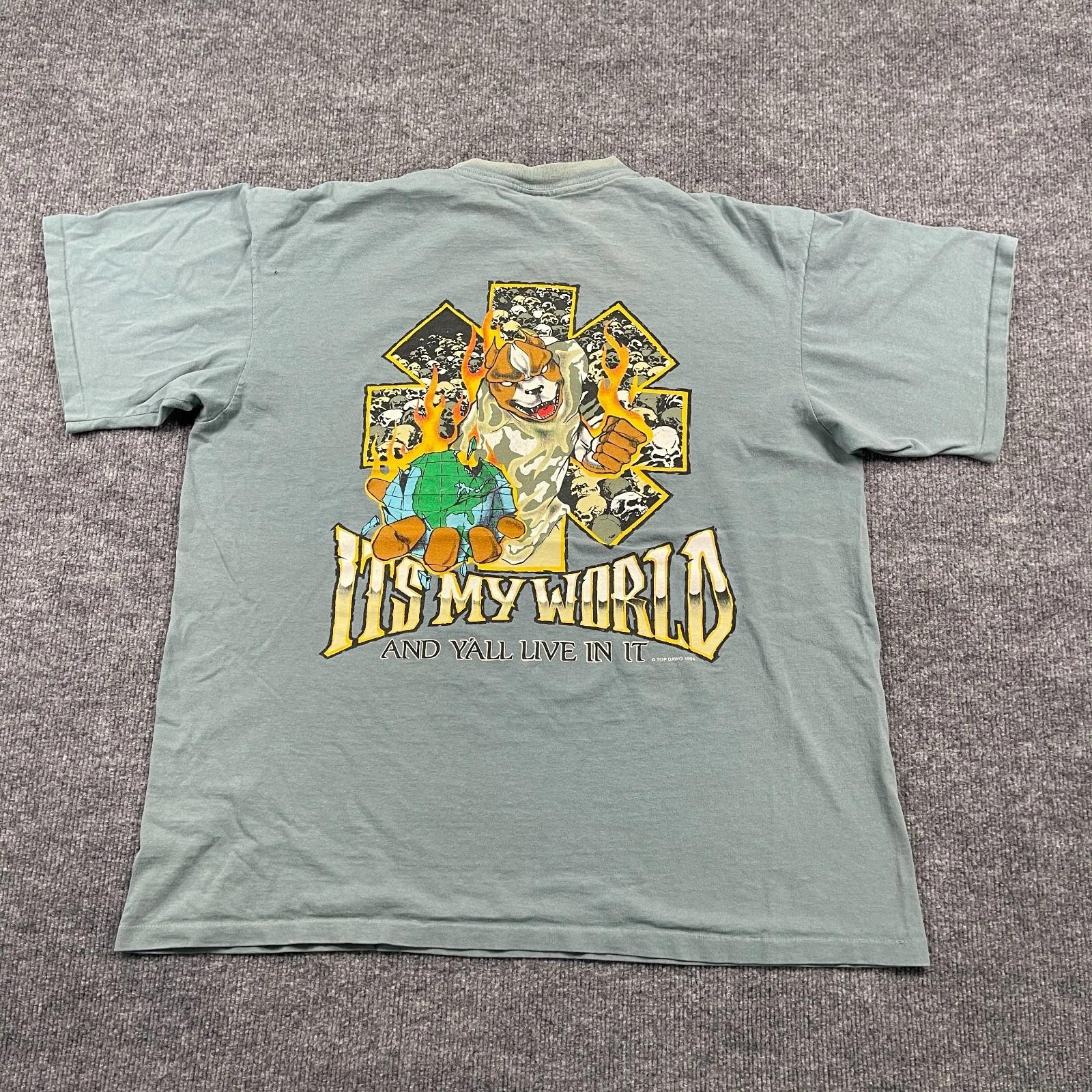 

Vintage 1994 Top-Dawg Its-My-World Dog Shirt XL 24x27 Gray 3XL