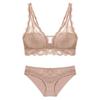 Francouzský styl Bezdrátová krajková souprava Spodní prádlo Kalhotky Dámské Sexy Čistá touha Push-up podprsenka Pohodlné k pokožce šetrné Trojúhelníčkové kalhotky
