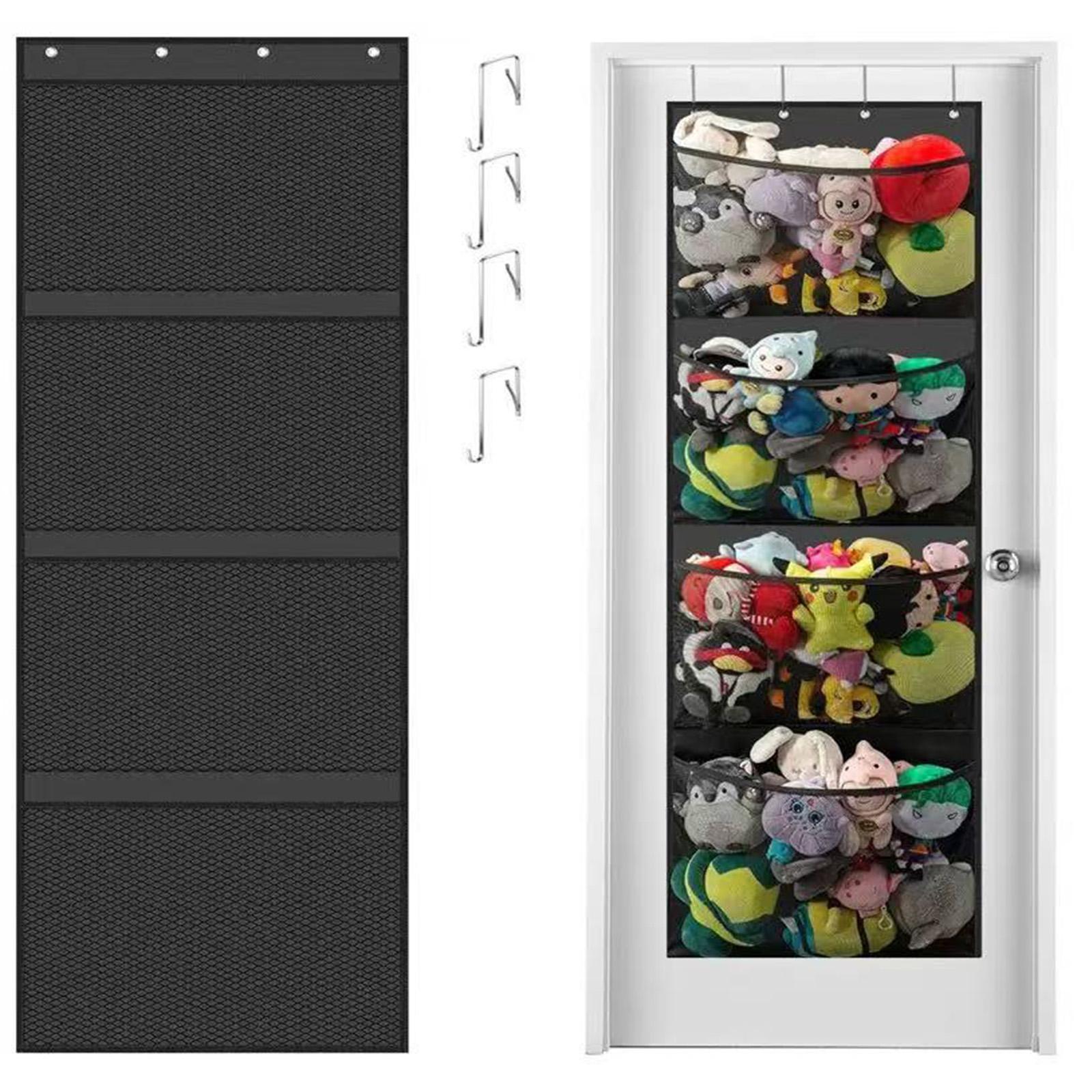 

Наддверный органайзер для хранения мягких игрушек, Хлопковый органайзер для хранения плюшевых игрушек, детских принадлежностей, Держатель для мягких игрушек с 4 большими карманами