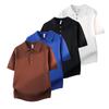 Summer Retro Solid Color Simple And Versatile Ice Silk Polo Shirt, Men's Short Sleeved Loose Knit Shirt