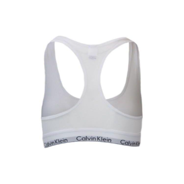 Calvin Klein Letter Print Fitted Pullover Bra Women Underwear White F3785E100