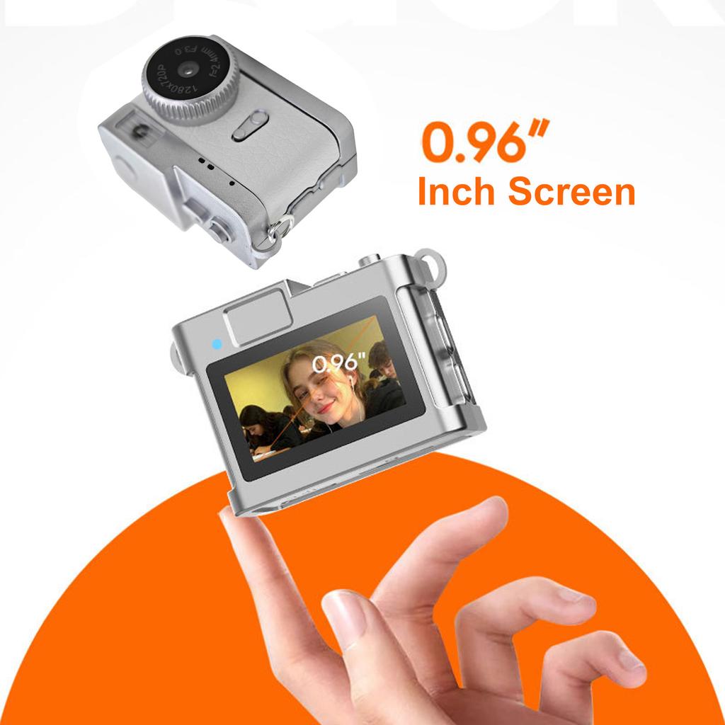 Mini Keychain Digital Camera 1080P Retro Aesthetic Pocket Sized Vintage Camera with 0.96in Screen