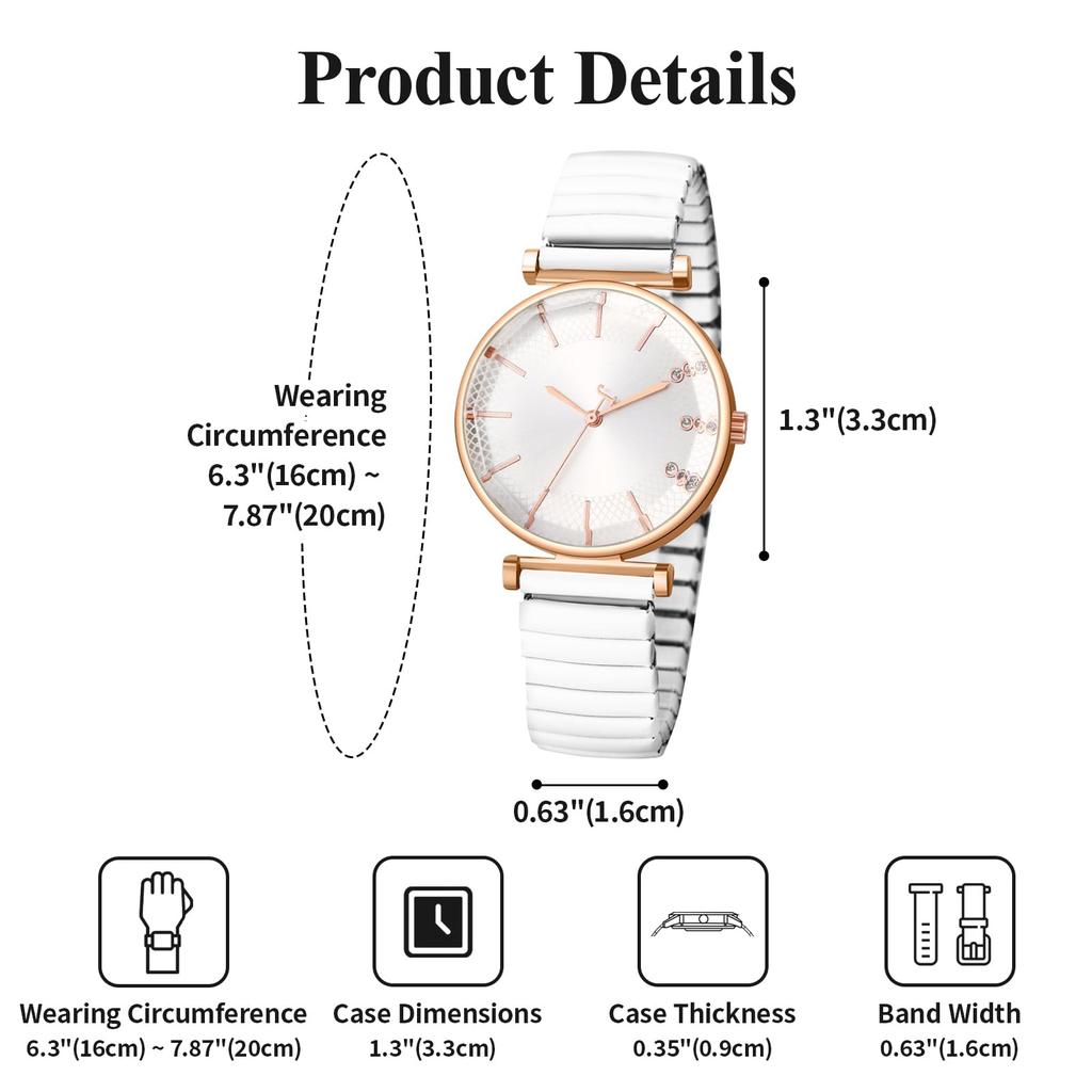 Stainless Steel Elastic Strap Easy To Put On and Take Waterproof Quartz Watch with Analog One Size Fits Minimalist Design Perfect Gift Women's Watch