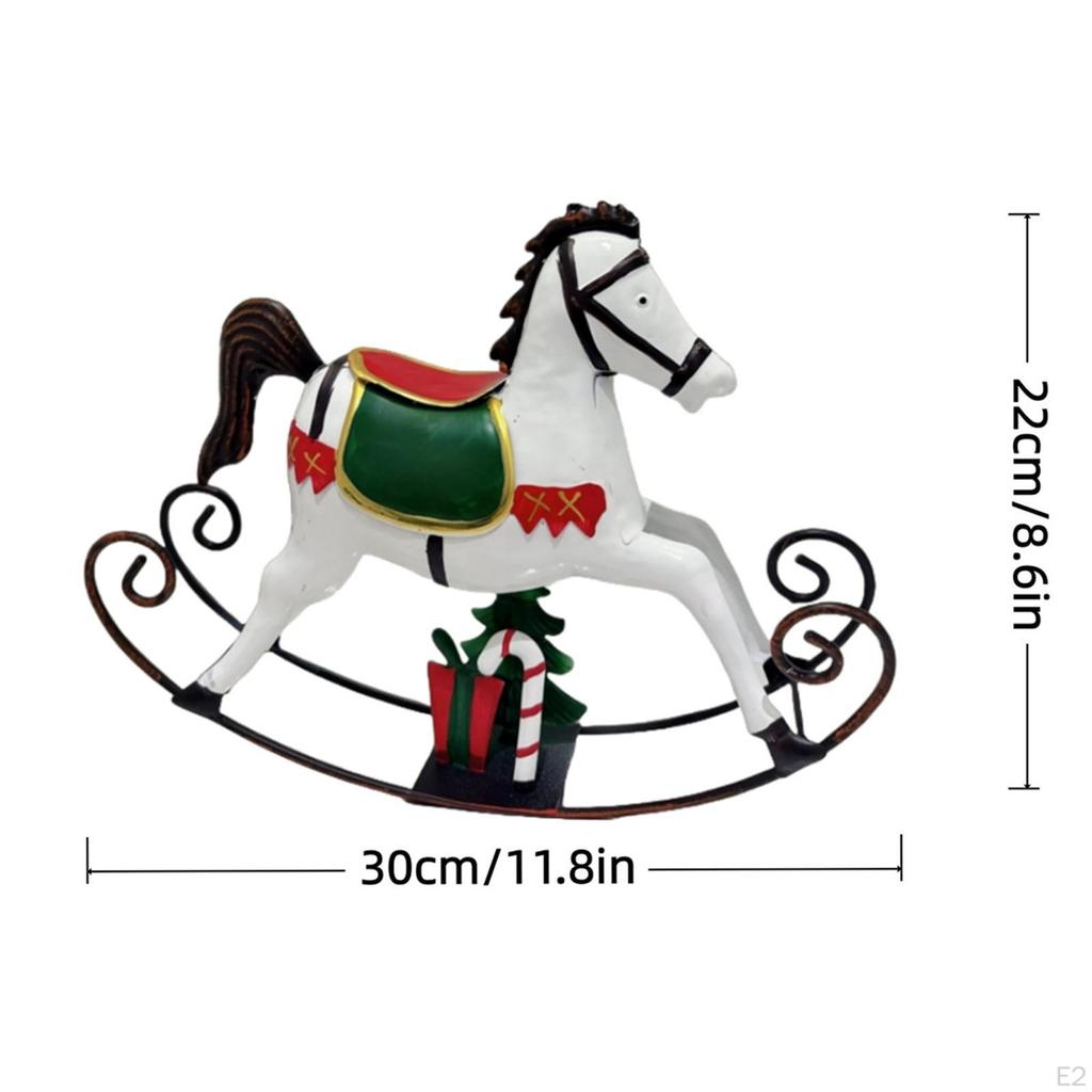 Christmas Horse Statue Animal Figurine Artwork Birthday Gift Iron Crafts Sculpture for Bookshelf
