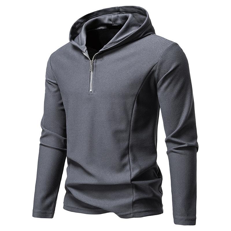 Men's Half-Zip Hooded Sweatshirt Casual Pullover for Men Autumn Winter Warm Textured Long Sleeve Hoodie Multi-Color Male Fashion Tops