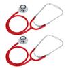 2 Zestawy Stetoskop dwugłowicowy dla lekarza, pielęgniarki, weterynarza, studenta, urządzenie do opieki zdrowotnejCzerwony