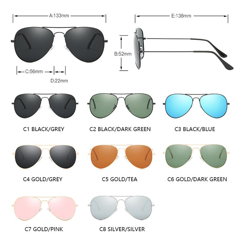 Classic Pilot Men Sunglasses Vintage Metal Ray Sun Glasses Women Mirror Colors Driving Male Shades UV400