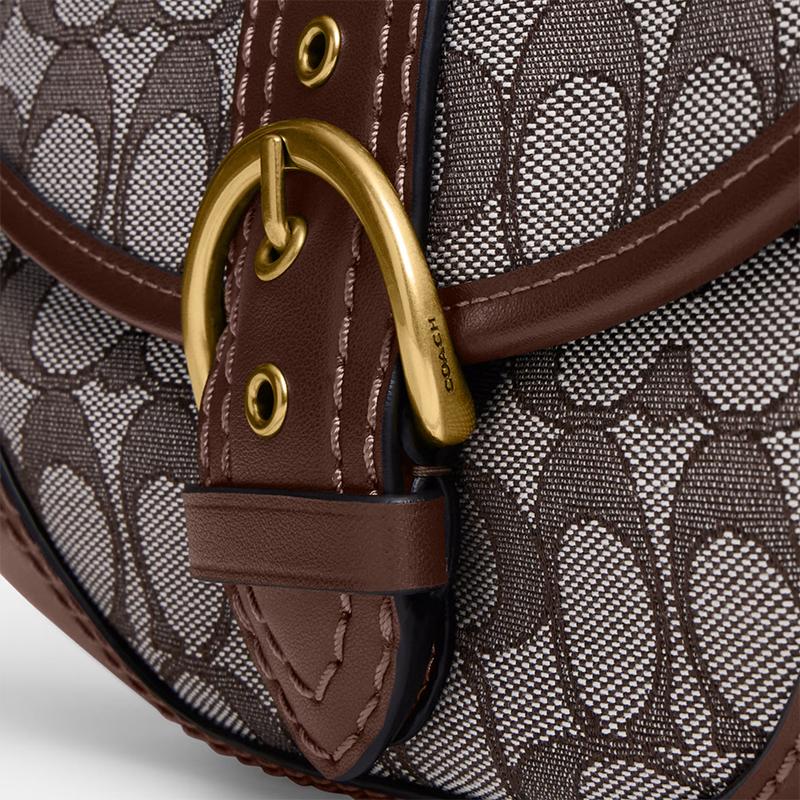 Coach Soho Flap 25 Klassische Monogramm Kettenschultertasche Beschichtetes Canvas und Leder Damen Schultertasche Braun CAN45-B4S0M