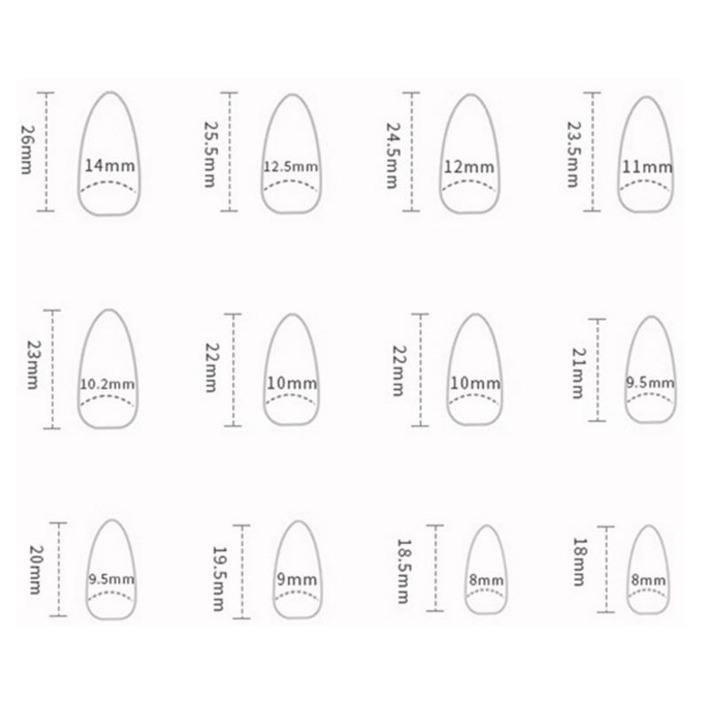 24 Stück Aufklebnägel mit Stern-Punkt-Design, süße künstliche Nägel, Acrylnägel, lange Mandeln, vollständige Abdeckung, zum Aufkleben