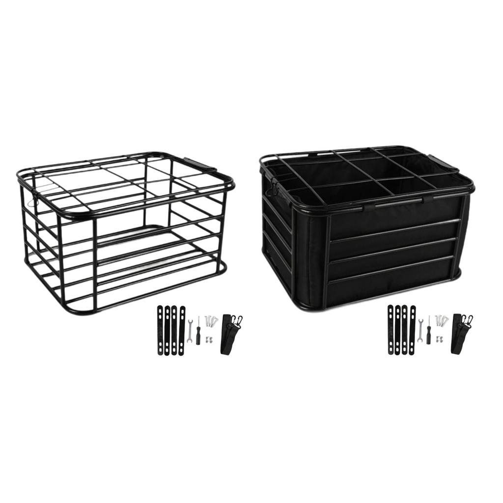 Bike Basket Rear Durable Carbon Steel Storage Basket Large Organizer for Daily Commute and Spring Outings