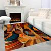 Large African Tribal Area Mat Non Slip Plush Bottom Backing Machine Washable Living Room Bedroom Office Bold Orange Blue Brown