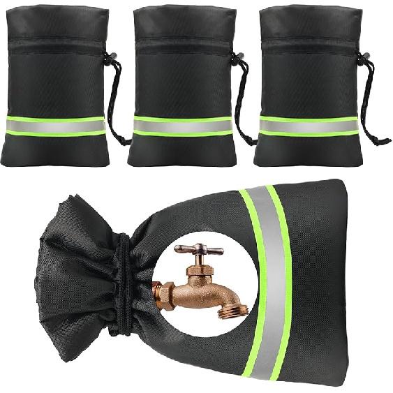 Outdoor Faucet Covers for Winter Freeze Protection, 4 Pack 9" H X 5.9" W Outside Hose Bib Covers for Winter, Thickened Reflective Pipe Wrap