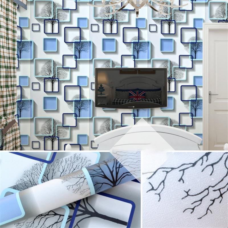 3D Geometry Waterproof Self Adhesive Wallpaper Furniture Renovation Decorative Sticker DIY Decorative Film