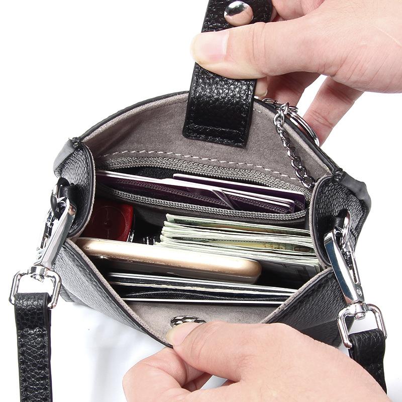 Japanese Genuine Leather Mobile Phone Bag New Simple Crossbody Shoulder Bag