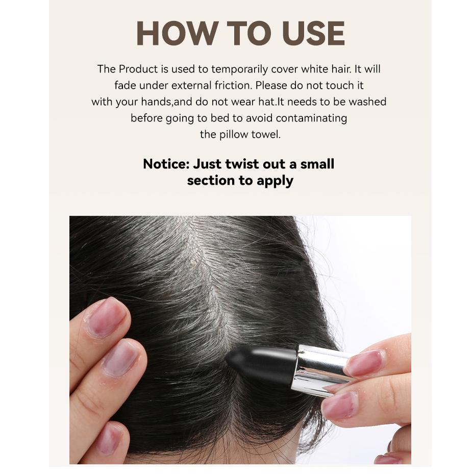 Lápiz de tinte para el cabello portátil de 3 colores, rápido, temporal, para cubrir el color blanco, crema para el cabello desechable, laca para el cabello desechable, barra de tinte para el cabello