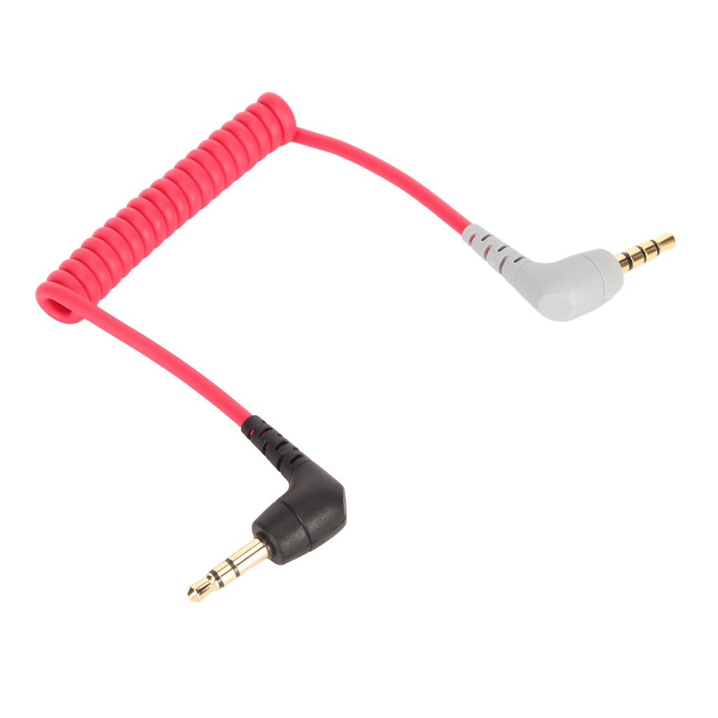 3.5mm to 3.5mm TRRS Cable Male to Male Coiled Right Angle 3.5mm Microphone Patch Cord for Phone Tablet for Rode SC7