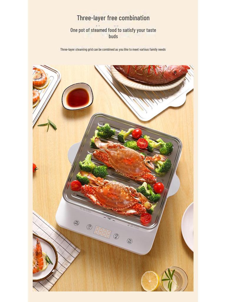 Multi-Function Electric Steamer, Large Capacity, Three-Layer, Fully Automatic, 110V US Standard