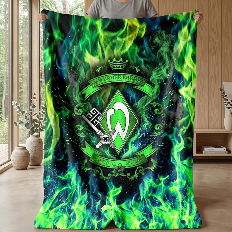 Coperta in Flanella con Stampa Calcio Werder Bremen, Coperta Morbida Calda Leggera per Divano Letto Campeggio
