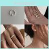 Elegant Korean Style Pearl Stone Fragment Silver Bead Ring For Women Ins Chic Fashion
