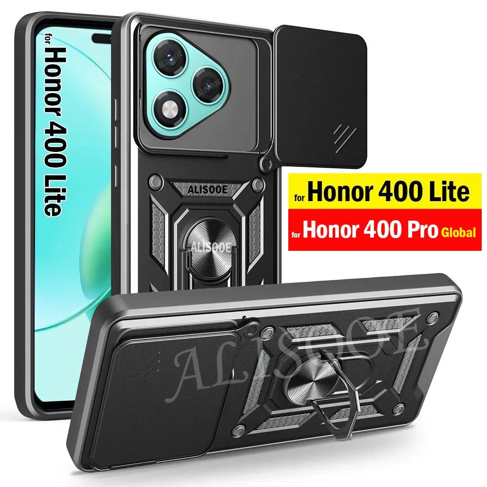 Funda for Honor 400 Lite 5G / Honor 400 Pro Global Case Slide Camera Ring Stand Holder Shockproof Cover for Honor 400 Lite Capa