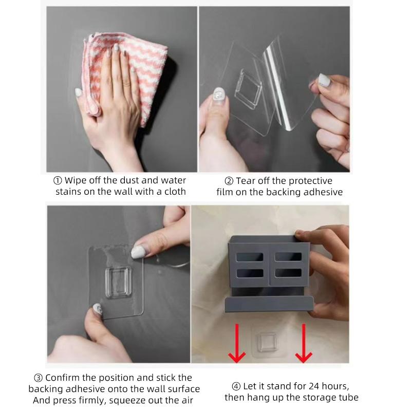 Hole-free Multifunctional Washbasin Toothbrush Holder Box Bathroom Razor Hair Comb Organizer Storage Rack Wall-Mounted