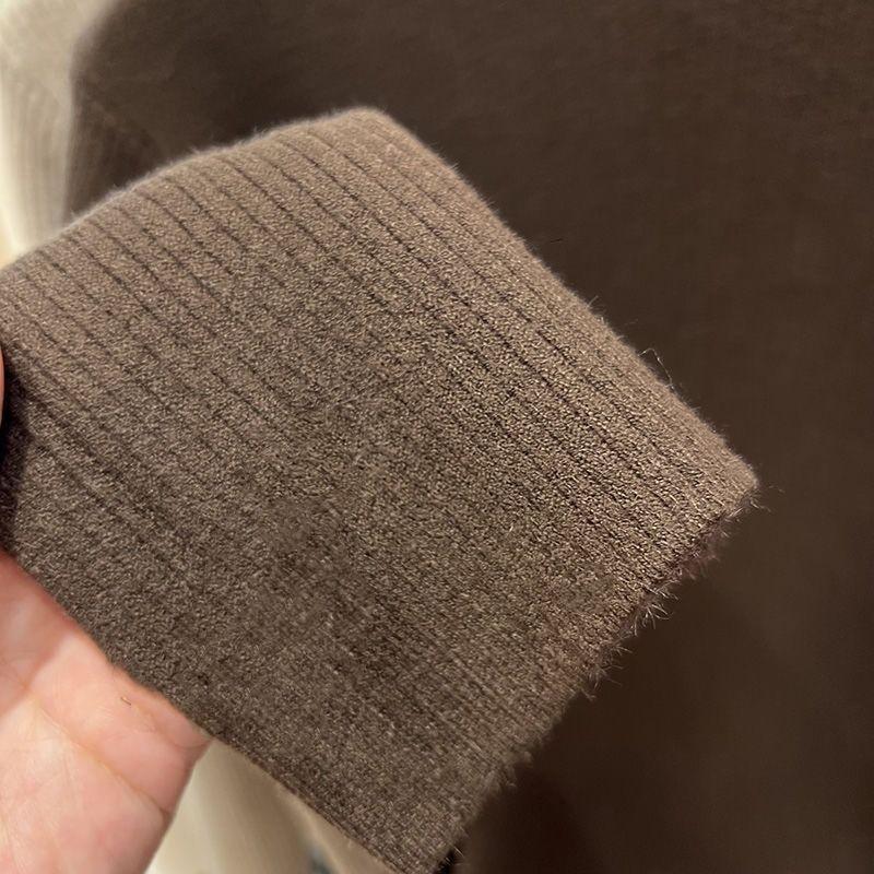 Cashmere Blouse Semi-turtleneck Fleece Thickened Sweater Warm Integrated Fleece with Wool Bottoming Shirt Sweaters