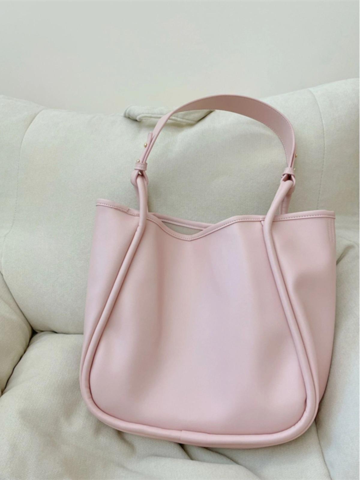 

Большая вместительная сумка-тоут 2024 года, новая женская сумка, универсальная сумка для поездок на работу, сумка через плечо для студентов колледжа, макарон розовый