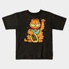 Boys Girls Soft Cotton Graphic Tees Garfield - Maneki Neko T-shirt Breathable Daily School Wear Kids T-Shirts