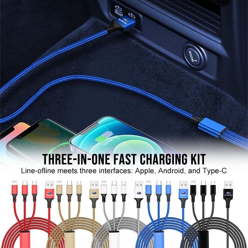 Car Emblem 3in1 Type C Lightning Micro USB Fast Charging Cable For Subaru Legacy LEVORG WRX Outback XV Forester Ascent Exiga SOLTERRA Tribeca