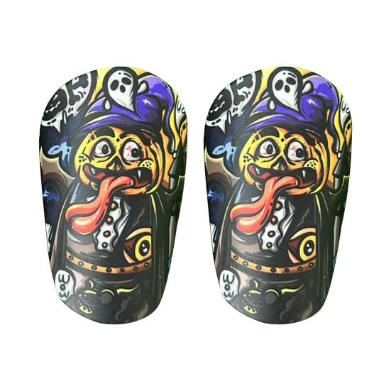 1 Pair Mini Soccer Shin Guards Cartoon Anti-slip Kids Teens Adults Players Miniature Shin Pads Protectors Football Games Protective Equipment
