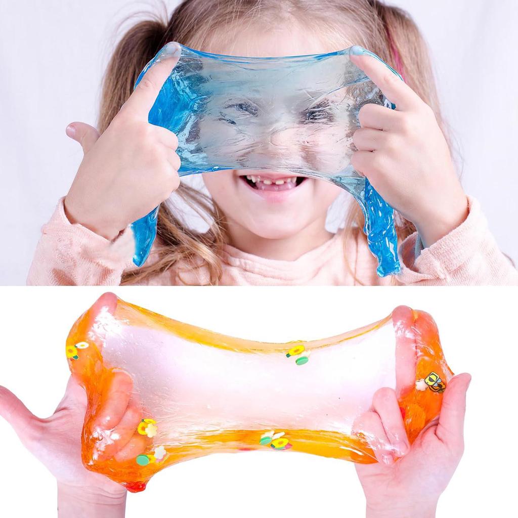 9-Piece Translucent Crystal Clay Slime Set - Ultra Soft, Glossy, and Crunchy Slime
