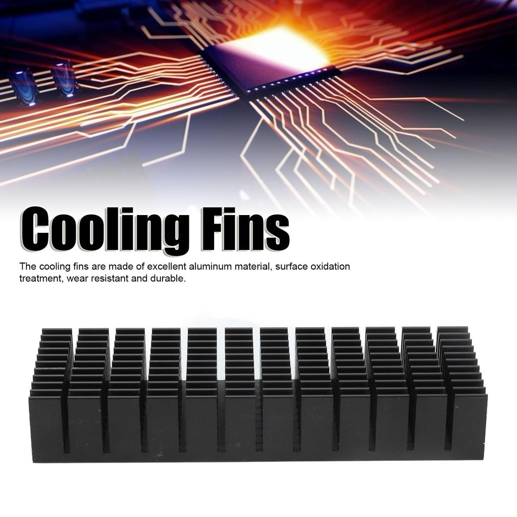 2-Piece Heatsink, Black Groove Heat Dissipation Plate, Cooling Fins, Aluminum, Thermal Runaway Prevention, Heat Dissipation Module, 120x40x20mm,