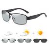 Classic Rectangle Photochromic Sunglasses Men Luxury Metal Polarized Sun Glasses Male Fashion Outdoor Chameleon Driving Shades