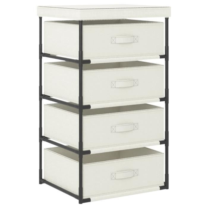 VidaXL Étagère de rangement avec 4 paniers en tissu Acier Crème