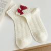 Milky White Bow Lace Socks Women Cute Lolita Japanese Jk Lace Socks Lolita Sweat-Absorbent Mid-Tube Socks