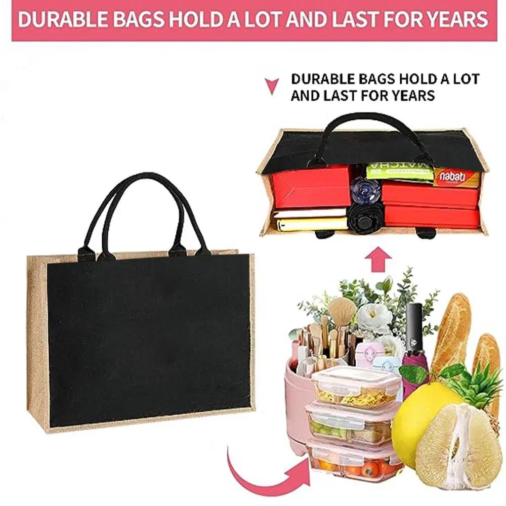 Burlap Shopping Bags Vintage Jute Imitation Sacks Linen Bag Beach Laminated Bag Teacher Series Reusable Grocery Storage Pounch