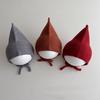 Cartoon Baby Ear Protection Hat Autumn Winter Warm Infant Earflap Cap Cute Solid Color Kids Lacing Beanie Caps