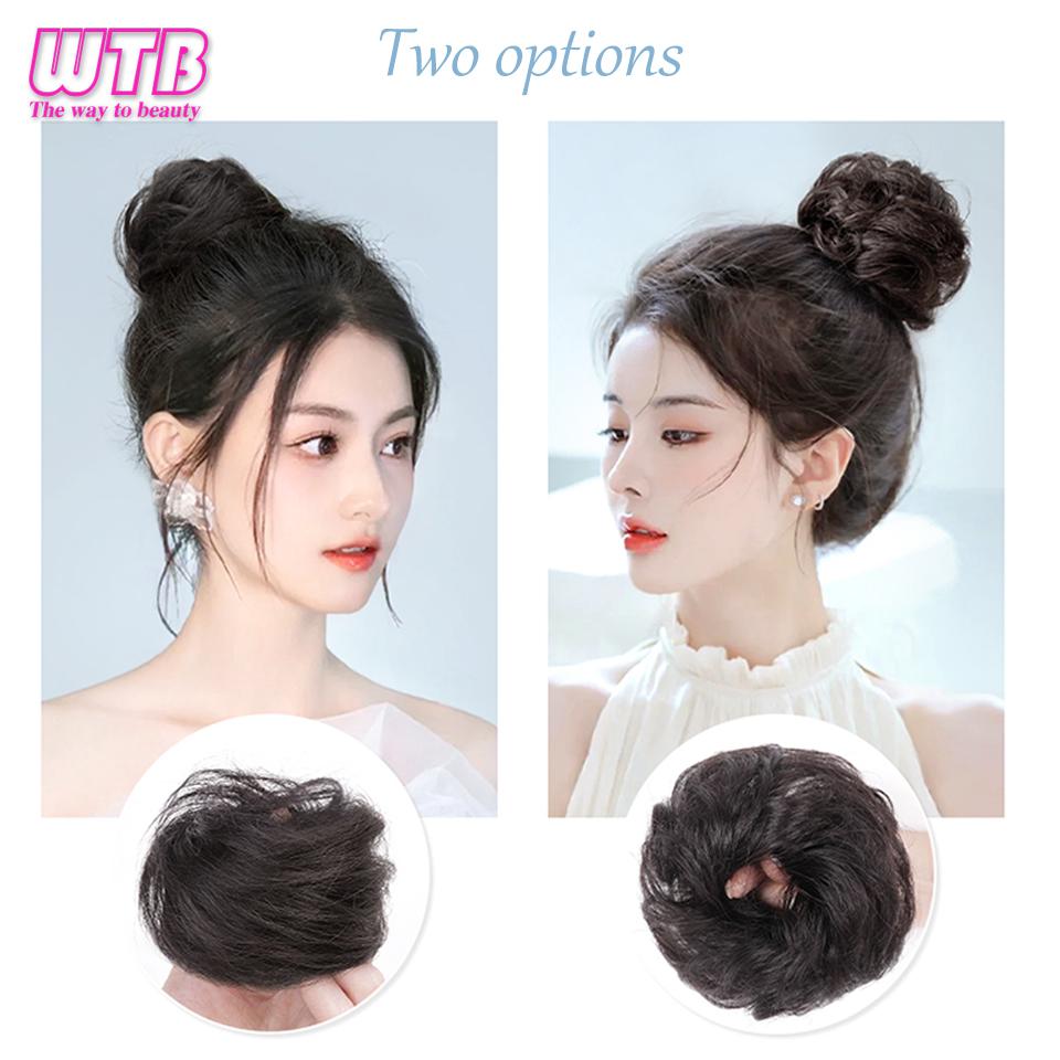 Synthetic Curly Straight Hair Messy Buns Female Hair Rings Fluffy Hair Pans Invisible Natural Seamless Donut Chignon Accessories