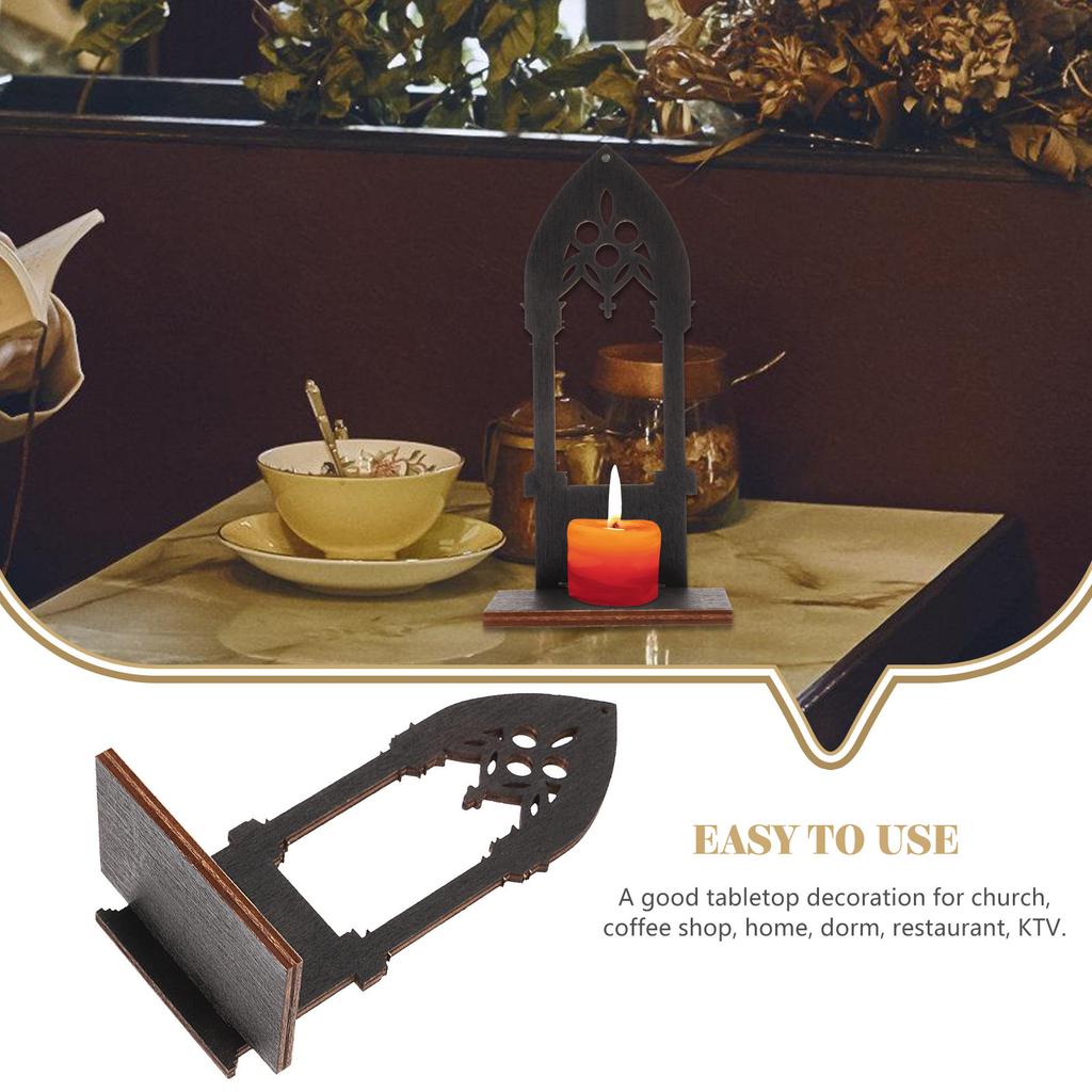 1Pair Gothic Holder Simple Black Arch Design Pillar Holder for Table Centerpiece Home Decor Dining Room Bedroom