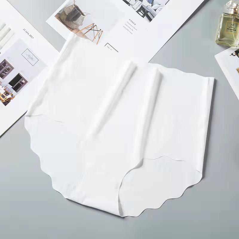 High-Waisted Seamless Ice Silk Panties - Women's Summer Cute Abdomen Control.