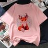 Kawaii Fox Print Ladies Tshirt Ladies Casual Basis Ocollar White T Shirt Short Sleeve Ladies Tshirt Cute Animal Graphics Tops