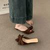 Fashion Bow - Decorated Pointed - Toe Mules | Multi - Color Retro Suede Casual Stylish Slippers