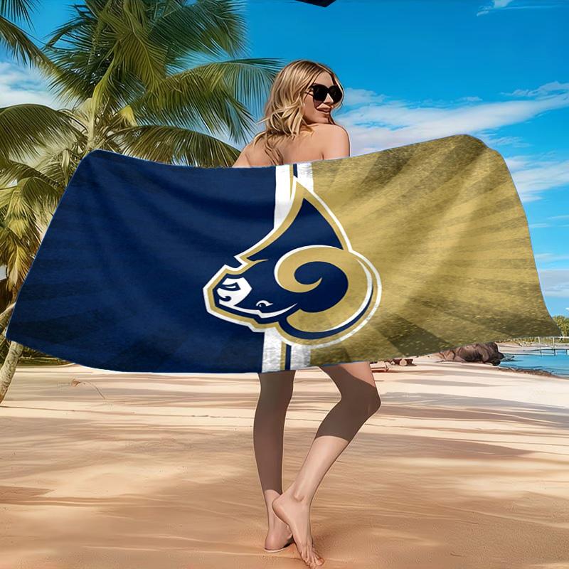 Rams Football Team Spirit Printed Microfiber Beach Towel, Soft And Absorbent, Quick-Dry, Ideal for Summer Travel, Beach Essential, Swimming Pool